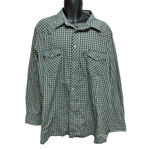 Wrangler Western Shirt Size 2XL Pearl Snap Long Sleeve Plaid Casual Top